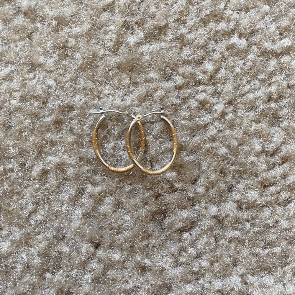 14k Gold Oval Hoop Earrings